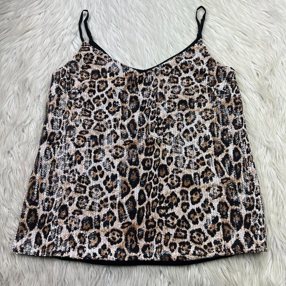 KUT from the Kloth Leopard Print Sequin‎ Front Cami Tank